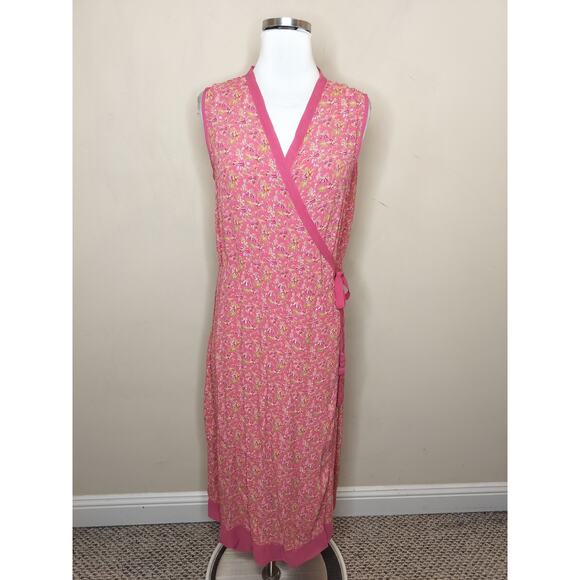 April Cornell Floral Wrap Midi Dress Sleeveless - Picture 1 of 10
